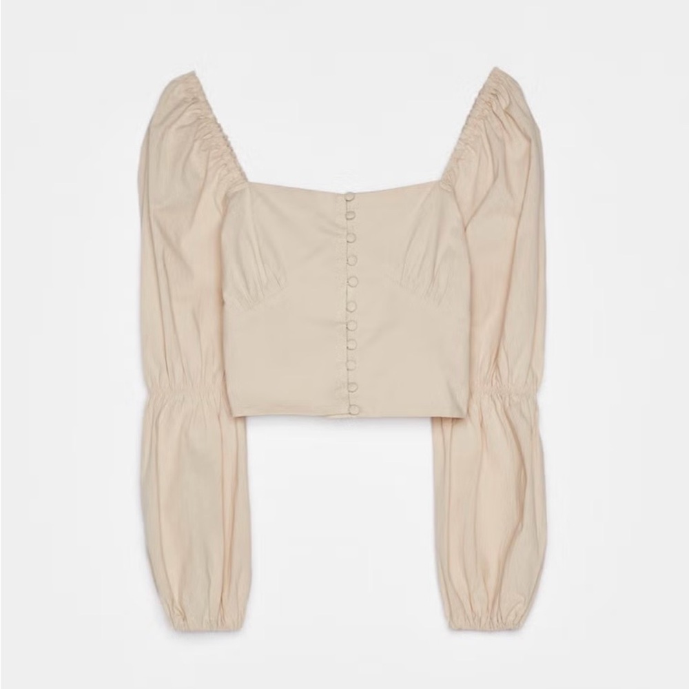 Bershka Beige Button Front Top